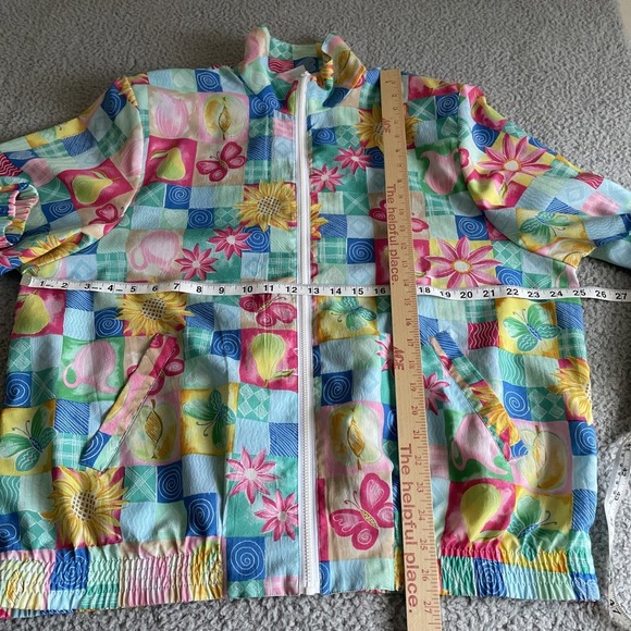 Vintage KORET Francisca Windbreaker Jacket Womens XL Floral Full‎ zip Colorful - Picture 7 of 16